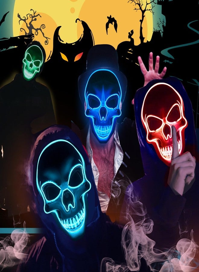 OceanWings Halloween Scary Mask Light Up Mask for Party Favor Supplies with 3 Modes (Blue) - Image 3